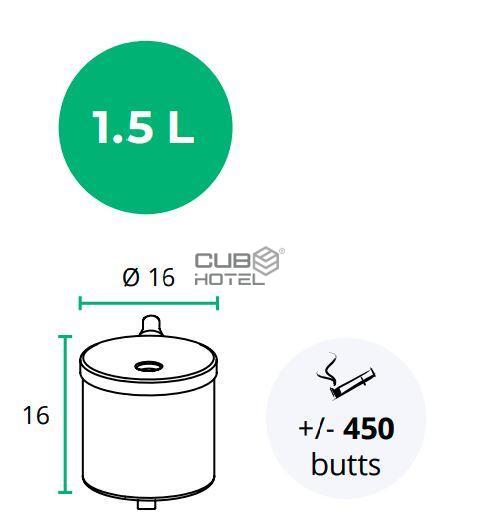  Round wall-mounted ashtray 1.5L